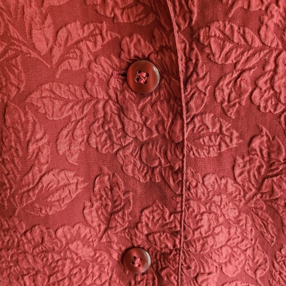 Vintage Red Embossed Victorian Denim Republic Ladies Vest Sz L - Picture 6 of 10